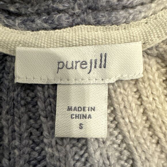 Purejill Striped Cardigan Navy Cream Sz S Long Sleeve Oversized Cotten Poly EUC - Picture 6 of 6
